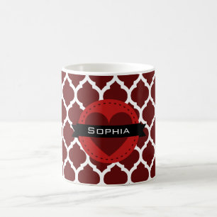 Mug Motif en lattice noir rouge marocain