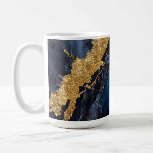 Mug Motif en marbre bleu avec or (Gauche)