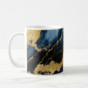Mug Motif en marbre bleu avec or