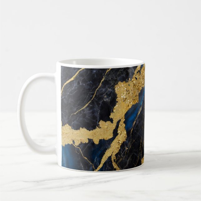 Mug Motif en marbre bleu avec or (Gauche)