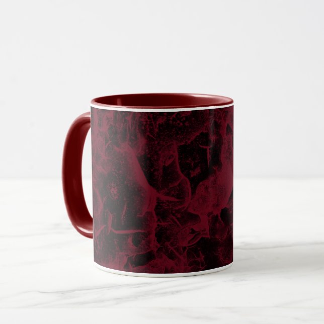 Mug Motif en marbre noir et rouge. (Devant gauche)