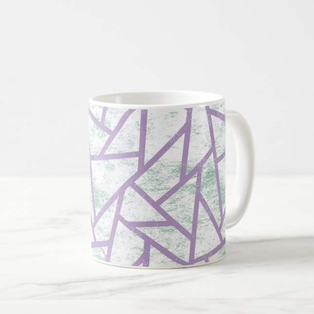 Mug Motif en mosaïque vert clair et lavande (Devant droit)