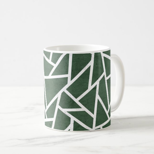 Mug Motif en mosaïque verte et blanche (Devant droit)