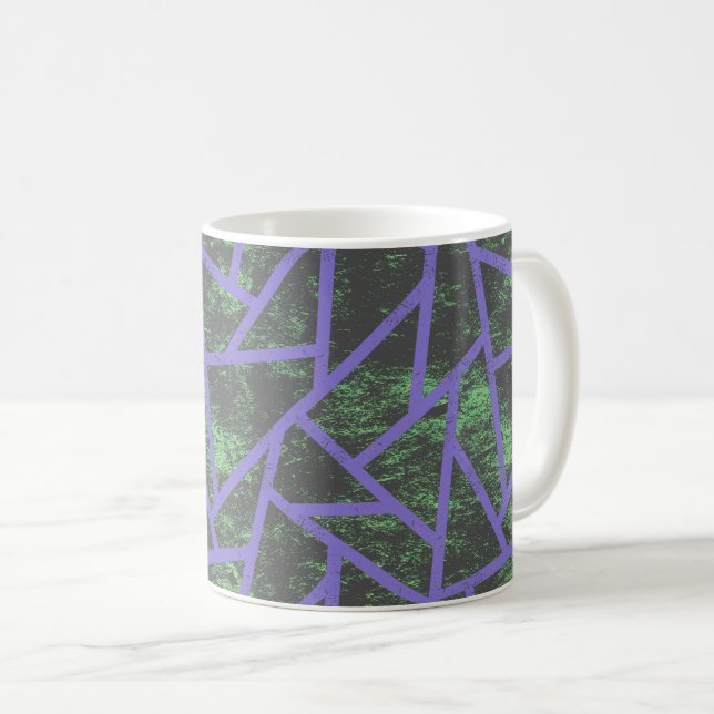 Mug Motif en mosaïque violet et verte (Devant droit)