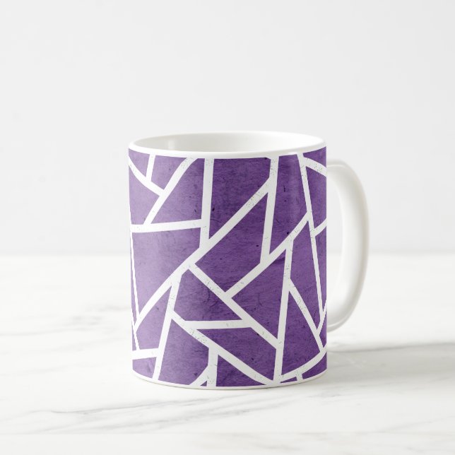 Mug Motif en mosaïque violette et blanche (Devant droit)
