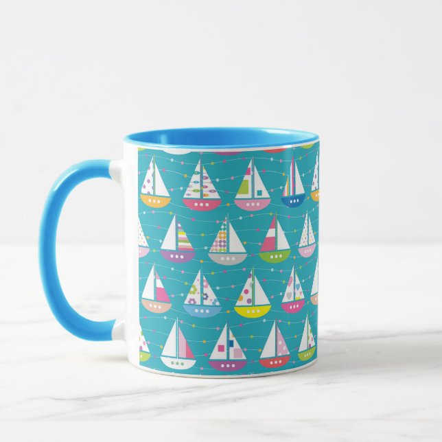 Mug Motif en pastel de voilier (Gauche)