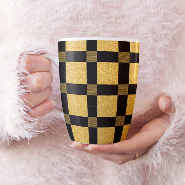 Mug Motif en plaid de Bufallo noir et or (Créateur téléchargé)
