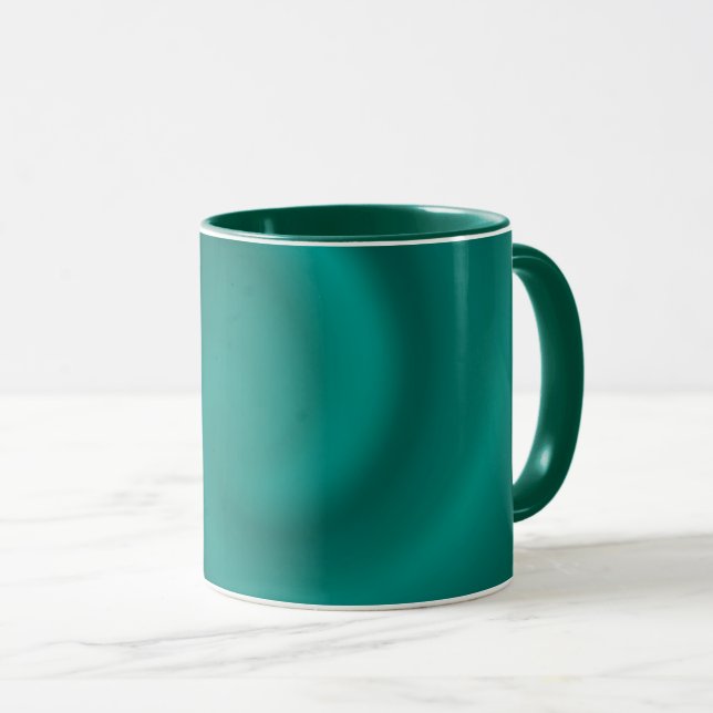 Mug Motif en spirale verte et turquoise. (Devant droit)