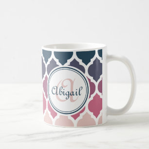 Mug Motif en treillis marocain rose monogramme