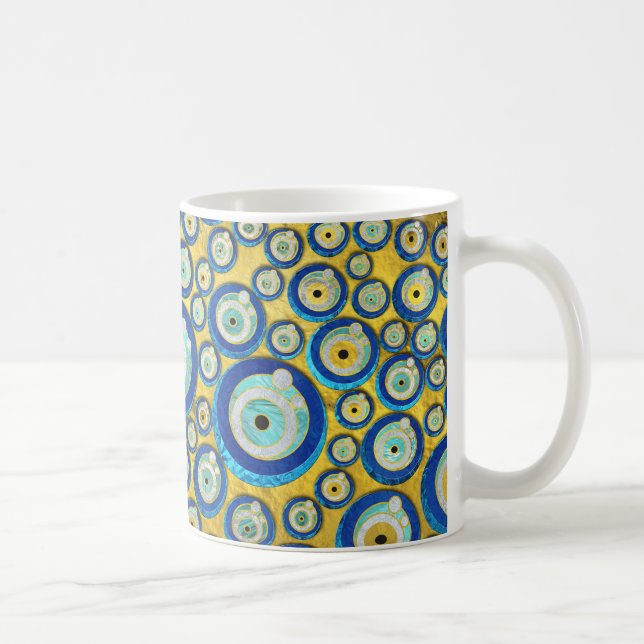 Mug Motif en verre bleu grec d'amulette d'oeil mauvais (Droite)
