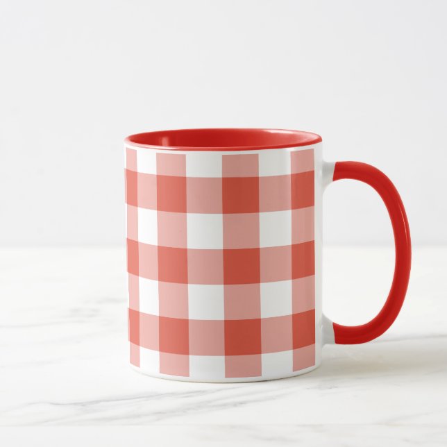 Mug Motif En vichy orange et blanc (Droite)