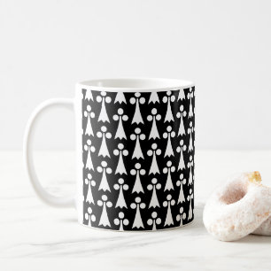 Mug Motif Ermine, Motif médiéval, Blanc sur Noir