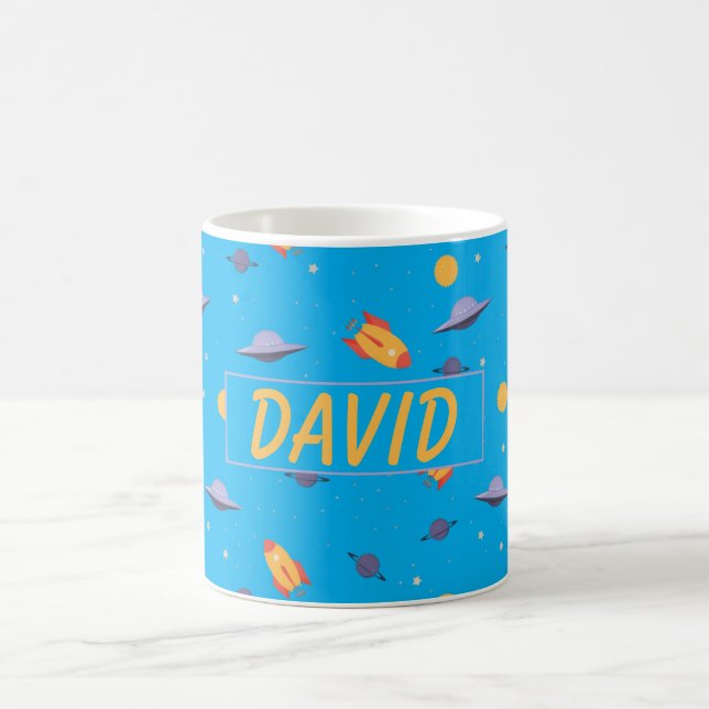 Mug Motif espace nom orange turquoise (Centre)