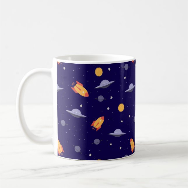 Mug Motif espace uf orange bleu (Gauche)