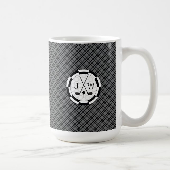 Mug Motif et monogramme modernes d'équipement de golf (Droite)