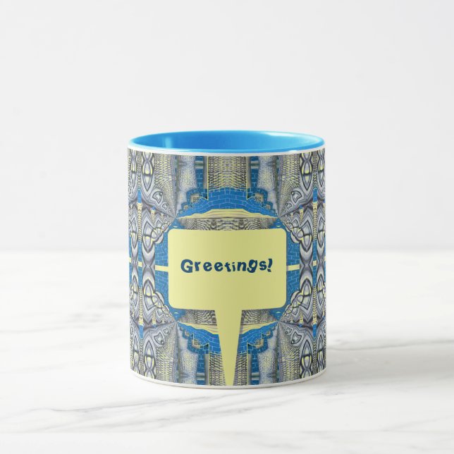 Mug Motif et texte fractionné psychédélique (Centre)