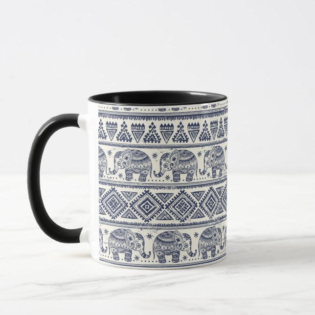 Mug Motif ethnique bleu d'éléphant (Gauche)