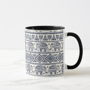 Mug Motif ethnique bleu d'éléphant