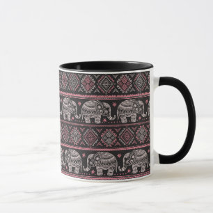 Mug Motif ethnique noir d'éléphant