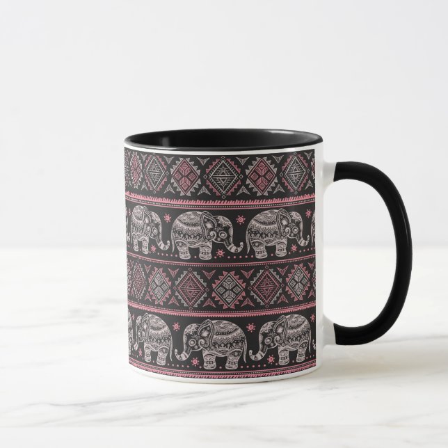 Mug Motif ethnique noir d'éléphant (Droite)