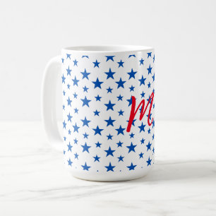 Mug Motif Étoile Personnalisable Bleu Et Blanc