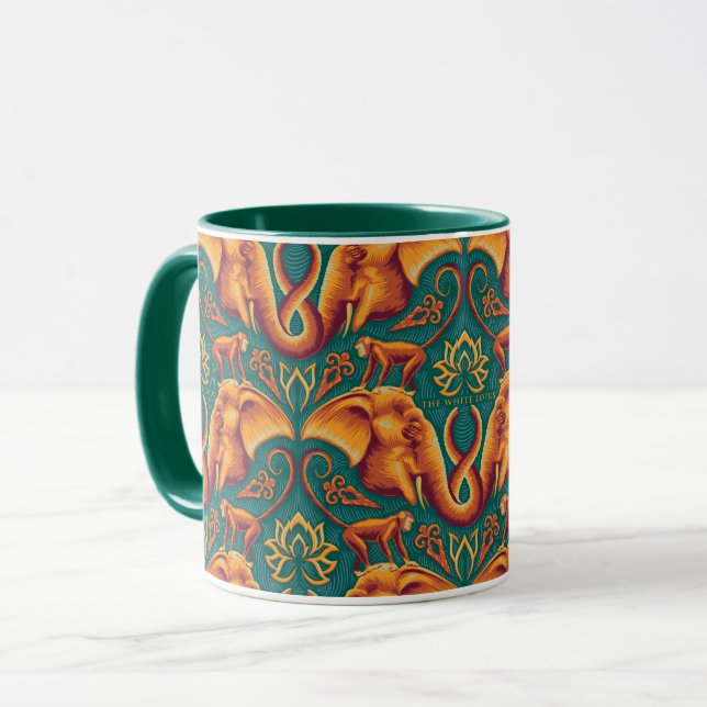 Mug Motif Exotique Tapisserie Safari - Le Lotus Blanc (Devant gauche)