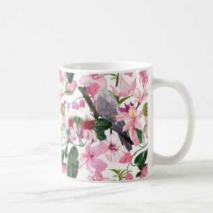 Mug Motif exotique tropicale avec perroquet et fleurs