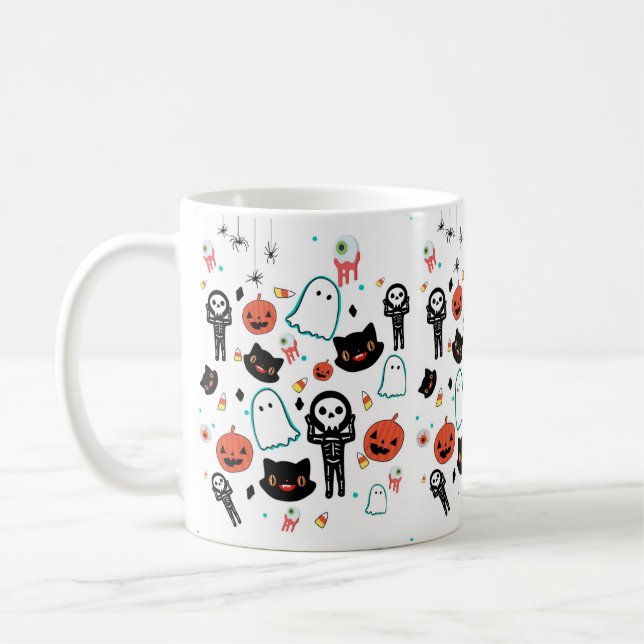 Mug Motif fantôme de squelette de squelette d'Hallowee (Gauche)