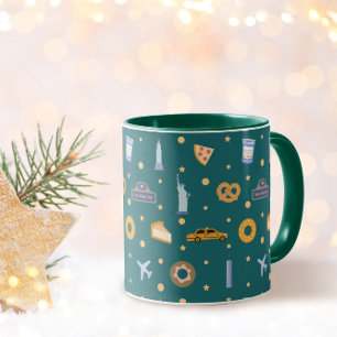 Mug Motif festif de Noël vert de la ville de New York