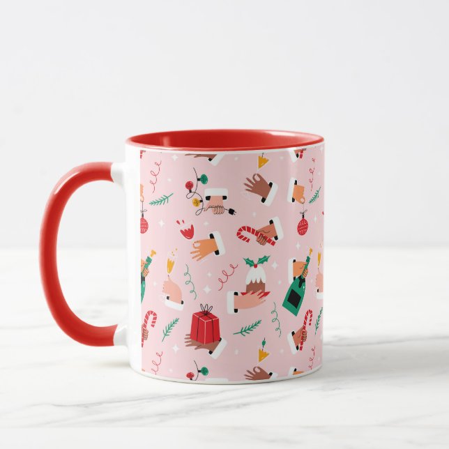 Mug Motif Festif des Mains de Vacances (Gauche)