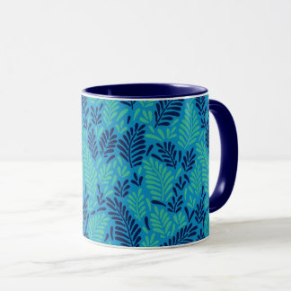 Mug Motif feuille bleu et vert