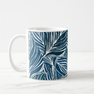 Mug Motif Feuille bleue : Papier peint Vintage.