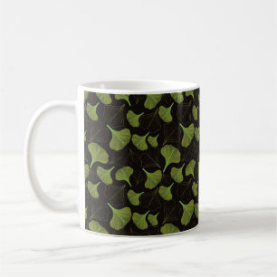 Mug Motif feuille de ginkgo floral noir