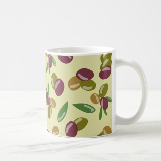 Mug Motif Feuille d'olive et d'olive rustique (Droite)