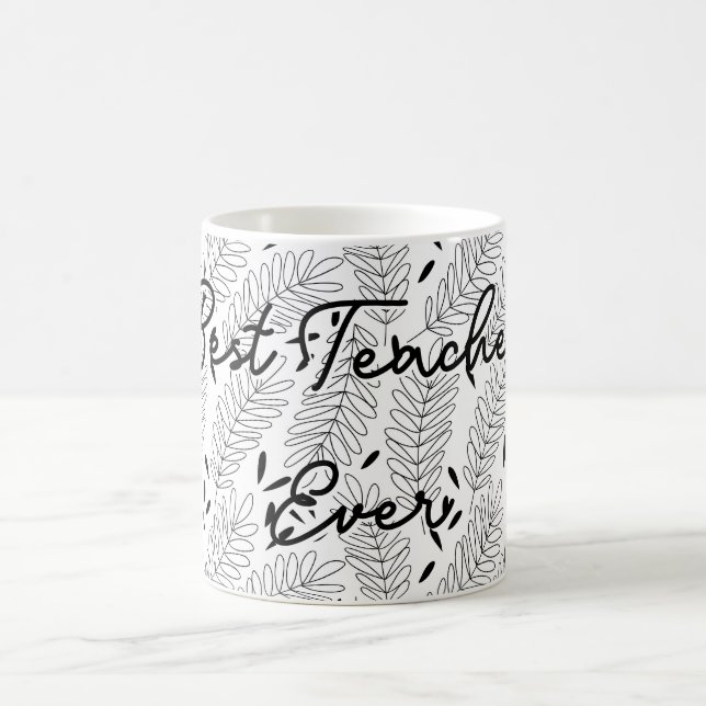Mug Motif feuille meilleur enseignant jamais (Centre)