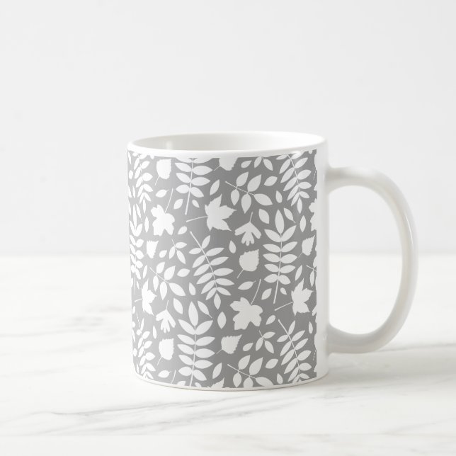 Mug Motif Feuille tombé blanc sur gris (Droite)