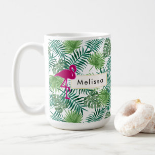 Mug Motif Feuille tropical et Flamant rose rose person