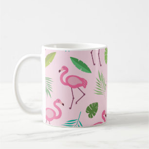 Mug Motif flamant rose avec feuilles tropicales