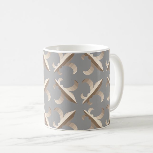 Mug Motif fleur de lis rayé (Devant droit)