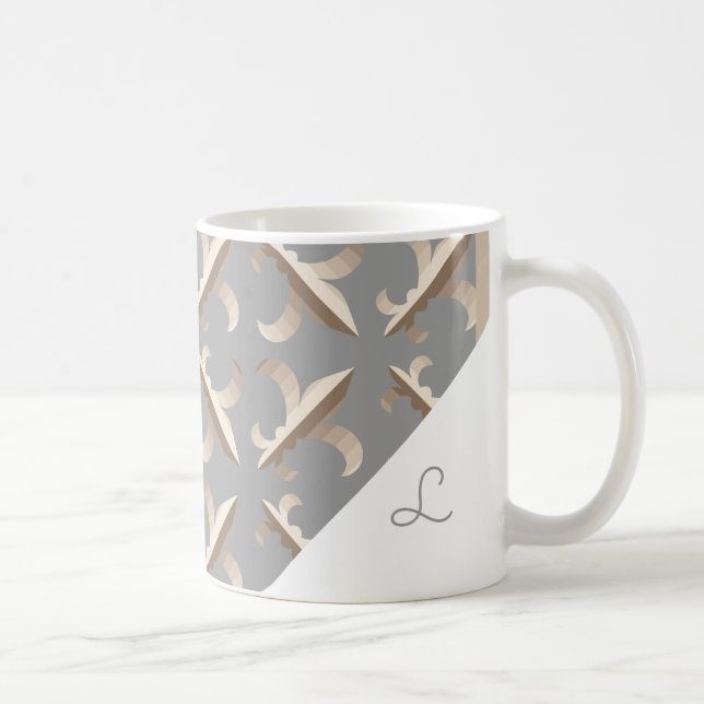 Mug Motif fleur de lis rayé et monogrammé (Droite)