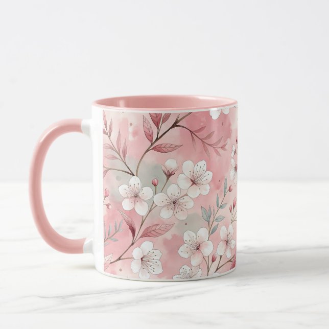 Mug Motif Fleur de Sakura Rose  (Gauche)