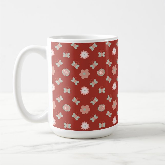 Mug motif fleur et papillon (Gauche)