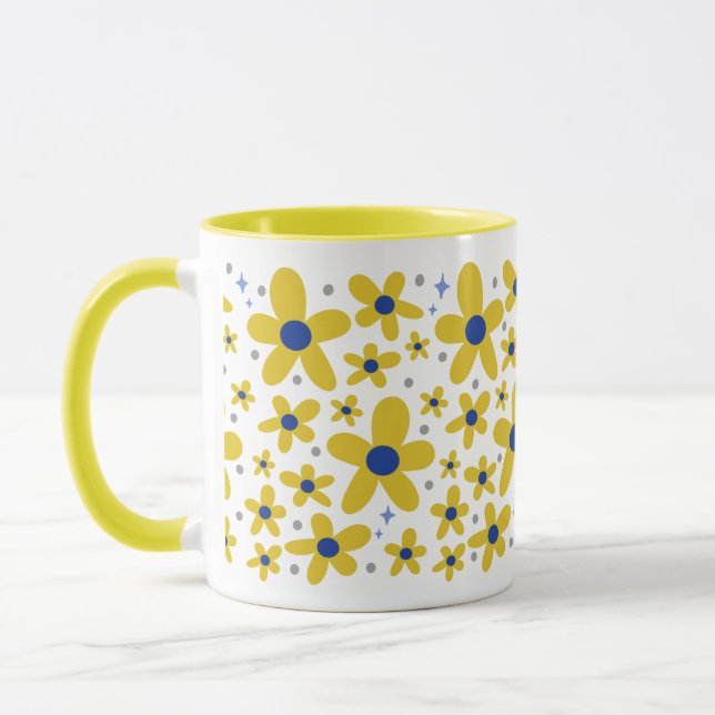 Mug Motif Fleur Jaune et Bleu Faisy (Gauche)
