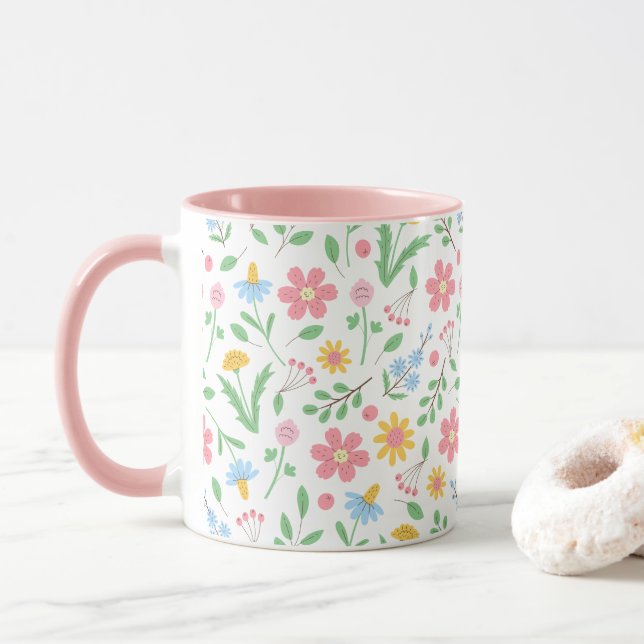 Mug Motif Fleur sauvage (Avec donut)