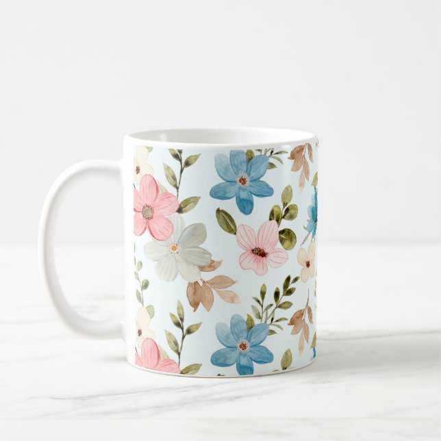Mug Motif Fleur sauvage couleur aquarelle (Gauche)