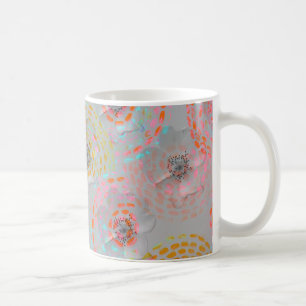 Mug Motif fleuri coloré avec lignes graphiques pointil