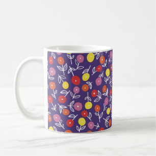Mug Motif fleuri violet à pois