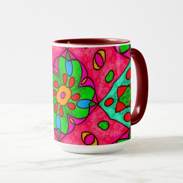Mug Motif Fleurs Abstraites uniques (Devant droit)
