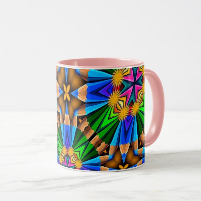 Mug Motif Fleurs Abstraites uniques (Devant droit)