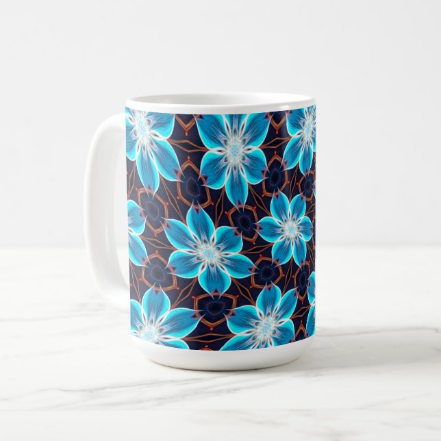 Mug Motif Fleurs bleues Abstraites (Devant gauche)
